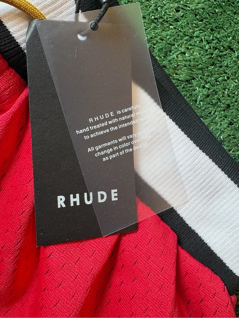 Rhude Red Athletic Mesh Shorts with Black & White Trim - Picture 3 of 9